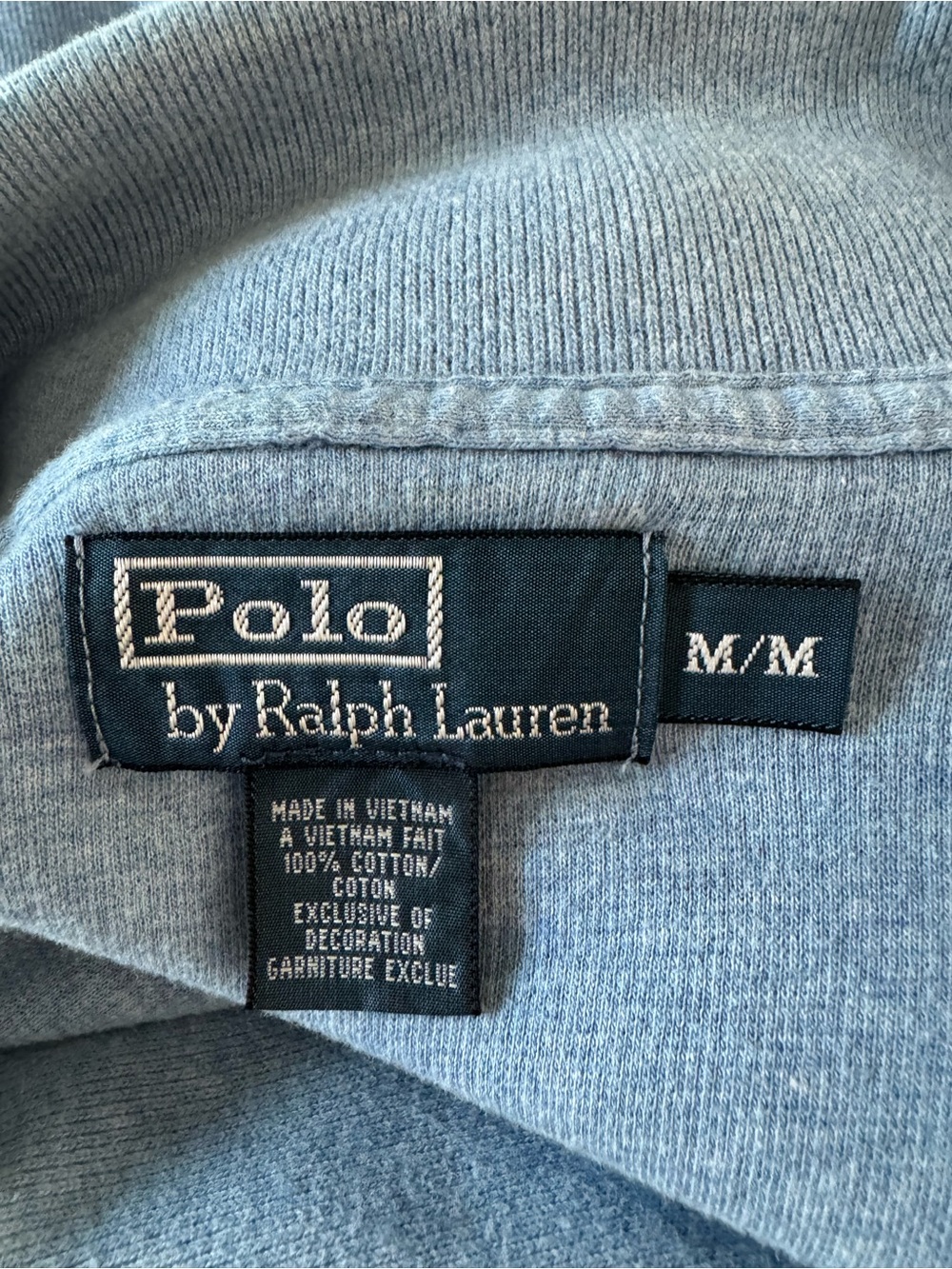 Vintage Polo Ralph Lauren Shawl Collar Pullover Shirt Medium Preppy Powder Blue - Picture 4 of 7